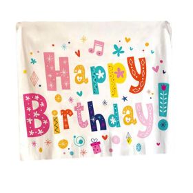 Happy Birthday Tapestry Photo Backdrop Stars Hanging Blankets Party Decorate Wall Tapestry, 51x59 inch