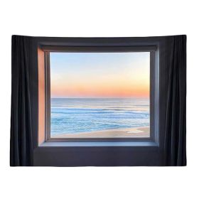 Seascape Sunrise Wall Art Backdrop Tapestry Bedroom Dorm Bedside Wall Fake Window Tapestry Decor,59x51 inch