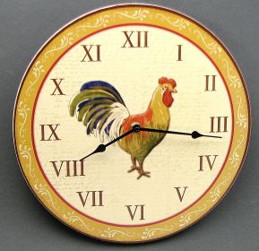 Wood Rooster Wall Clock