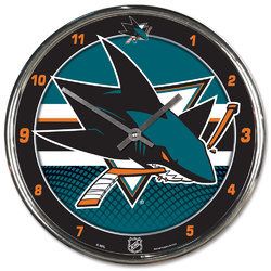 San Jose Sharks Round Chrome Wall Clock Special Order