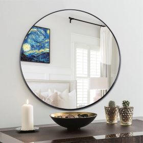 Round Mirror 32 Inch;  Black Round Wall Mirror Suitable for Bedroom;  Living Room;  Bathroom