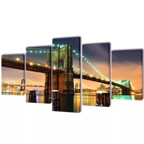 Canvas Wall Print Set Brooklyn Bridge 39" x 20"