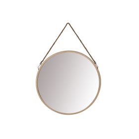 DunaWest Round Metal Frame Wall Mirror with Hanging Rope; Antique Brass