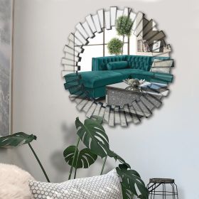 DunaWest 32 Inch Contemporary Floating Wall Mirror with Designer Frame; Silver