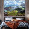 Terraced Field Bedroom Tapestry Landscape Background Cloth Bedside Wall Hanging Cloth Room Decoration Tapestry, 43x59 inch