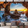 Beach Landscape Tapestry Bedroom Hotel Restaurant Decorative Backdrop Nature Cave Wall Tapestry, 51x70 inch