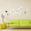 LOVE Lettered Acrylic Wall Clock Living Room Mirror Wall Sticker Diy Decoration