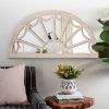 DunaWest Window Pane Design Half Crescent Moon Shaped Wooden Wall Mirror; Brown