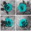 Canvas Wall Art Teal Blue Rose Canvas Prints Black and White Turquoise Floral Artwork Modern Frame Flower Pictures Canvas Art Wall Decor for Bedroom L