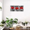 Wall Decor 3 Pcs Canvas Wall Art Red Rose Painting, Black & White Floral Painting Framed Wall Art for Modern Home Decoration (12inchesx16 inchesx3pcs)