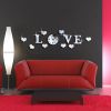 LOVE Lettered Acrylic Wall Clock Living Room Mirror Wall Sticker Diy Decoration