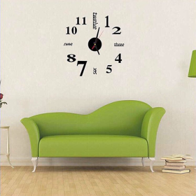 Kaixing Mirror Wall Clock Digital Wall Clock (Color: Black)