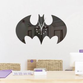 Halloween Living Room Creative Batman Clock Home Decoration Craft Wall Clock Diy Wall Clock Paste (Color: Black)