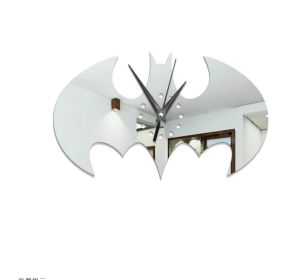 Halloween Living Room Creative Batman Clock Home Decoration Craft Wall Clock Diy Wall Clock Paste (Color: Silver)