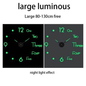 3D Wall Clock Luminous Frameless Wall Clocks DIY Digital Clock Wall Stickers Silent Clock for Home Living Room Office Wall Decor (Color: Luminous, size: M)