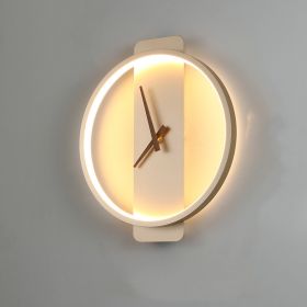 Nordic Wall Lamp Bedroom Bedside Lamp Clock Modeling Lamp (Color: Golden round style)