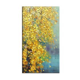 Thick Gold Money Tree 100% Hand Painted Modern Abstract Oil Painting On Canvas Wall Art  For Living Room  Home Decor No Frame (size: 50x100cm)