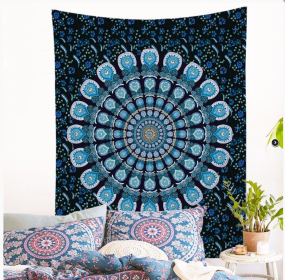 Printed Mandala Home Tapestry Wall Hanging Wall Decoration (Color: Green, size: 150x230cm thick)