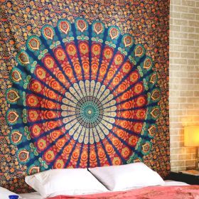 Printed Mandala Home Tapestry Wall Hanging Wall Decoration (Color: Orange, size: 150x230cm thick)