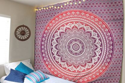 Indian Mandala Tapestry Green Blue Flower Beautiful Wall Art Tapestry 210x150cm Bedspread Beach Towel Yoga Blanket Table Cloth (Style: 5, size: 150x230cm thick)