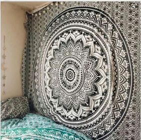 Indian Mandala Tapestry Green Blue Flower Beautiful Wall Art Tapestry 210x150cm Bedspread Beach Towel Yoga Blanket Table Cloth (Style: 3, size: 150x230cm thick)