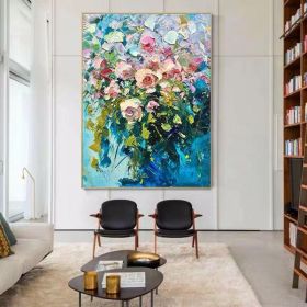 Modern Oil Painting Flowers Hand Painted Drawing Wall Art Canvas Pictures  Home Decoration Gift For Living Room Bedroom No Frame (size: 100x150cm)