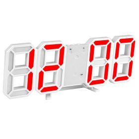 3D LED Display Digital Clock 12/24 Hour Nightlight Watch USB Alarm Clock Home (Color: Red)