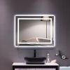 LED Lighted Bathroom Mirror, Horizontal/Vertical Wall Mounted Vanity Mirror with Light, Anti Fog, Dimmable Touch Sensor 5 Size