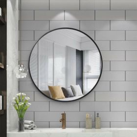 Round Wall Mirror, Round Bathroom Mirror, Circle Mirrors 36" x 36" for Wall, Living Room, Bedroom, Vanity, Entryway, Hallway (Color: 24" x 24"Black, Material: Aluminum alloy)