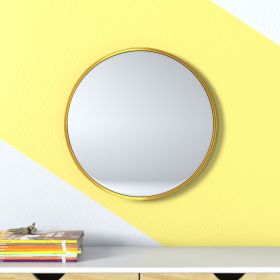 Wall Mounted Round Mirror with Brushed Metal Frame 28" x 28" for Bathroom, Vanity, Living Room, Bedroom, Entryway Wall Decor (Color: 16" x 16"Gold, Material: Aluminum alloy)