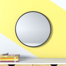 Wall Mounted Round Mirror with Brushed Metal Frame 28" x 28" for Bathroom, Vanity, Living Room, Bedroom, Entryway Wall Decor (Color: 16" x 16"Black, Material: Aluminum alloy)