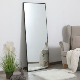 Modern and Contemporary Thin Frame Wall Mirror (Color: Black,59"*20")