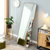 Black Solid wood frame full-length mirror, dressing mirror, bedroom home porch, decorative mirror, clothing store, floor mounted large mirror, wall mo