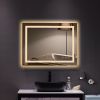 LED Lighted Bathroom Mirror, Horizontal/Vertical Wall Mounted Vanity Mirror with Light, Anti Fog, Dimmable Touch Sensor 5 Size