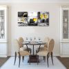 Kitchen Wall Art Gold Wine Glasses Canvas Prints Black and White Wall Art Wine Cups Modern Artwork for Dining Room Pubs Bar Home Decor