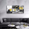 Kitchen Wall Art Gold Wine Glasses Canvas Prints Black and White Wall Art Wine Cups Modern Artwork for Dining Room Pubs Bar Home Decor